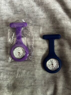 Silicone Clip-On Nurse Fob Watch - Purple and Navy